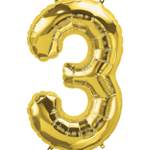 Ballon "Cijfer 3 Goud"